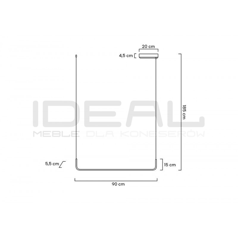 Lampa wisząca pozioma SHAPE 90 nad wyspę czarna