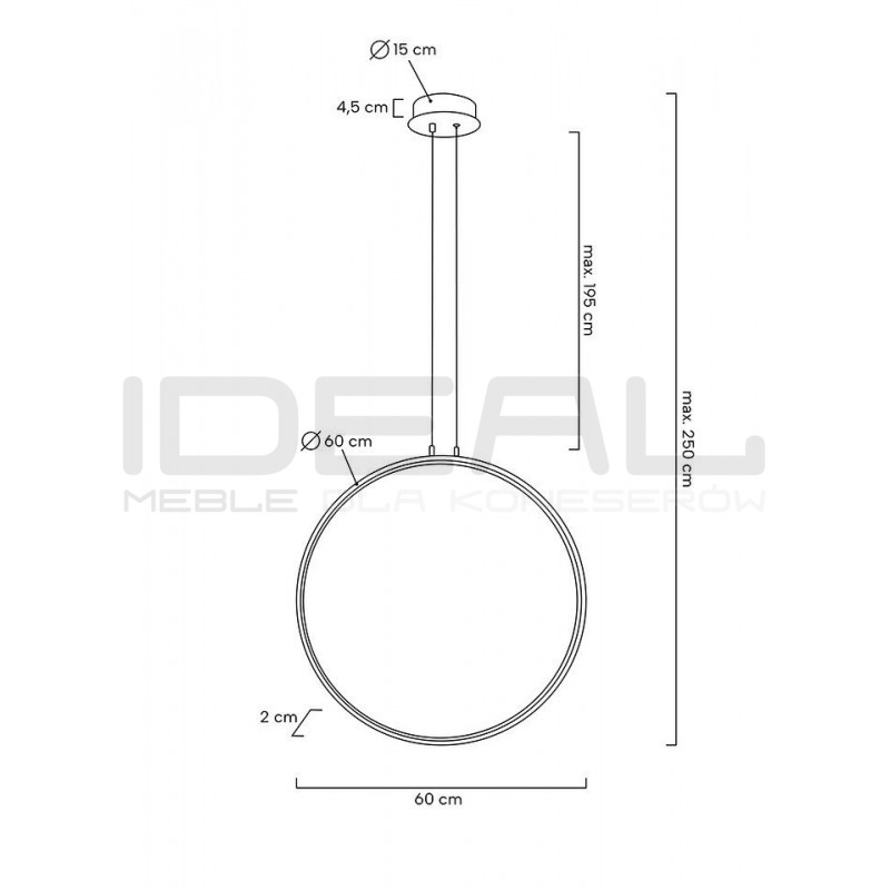 Lampa wisząca geometryczna led CIRCULO 60 czarna