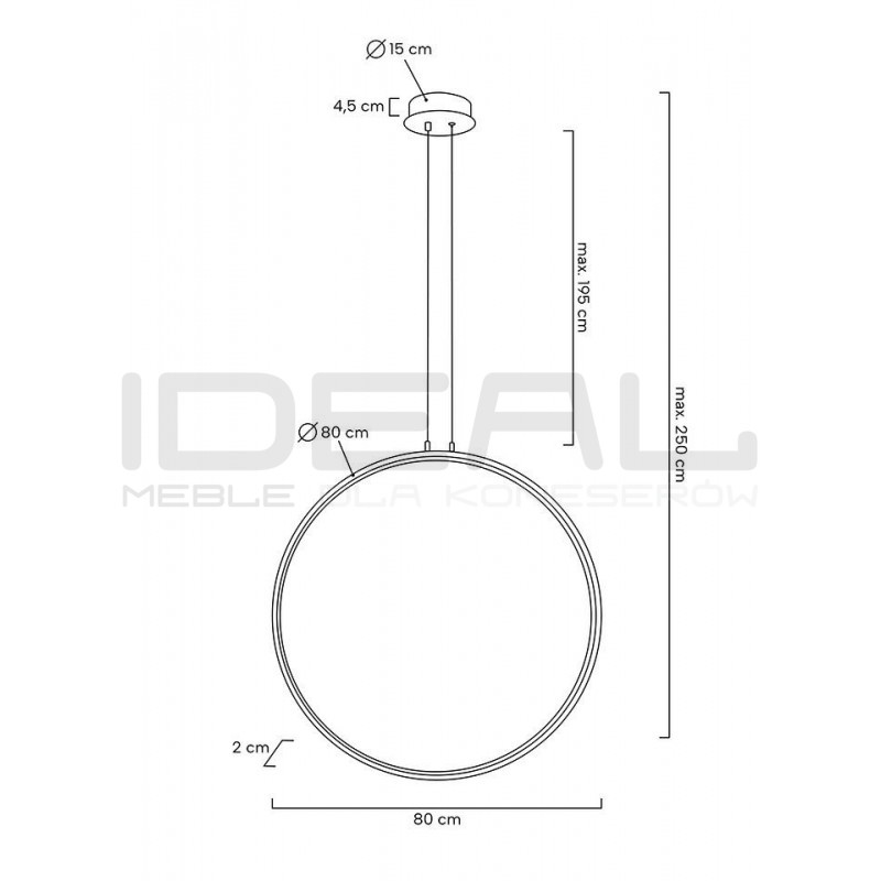 Lampa wisząca geometryczna led CIRCULO 80 czarna