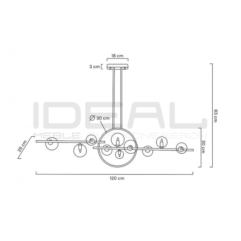 Lampa wisząca ALURE LINE TWIN 120 pozioma czarna nad stół