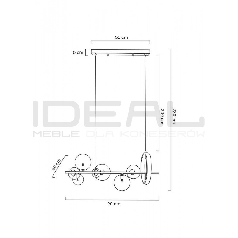 Lampa wisząca czarna ALURE Line 90