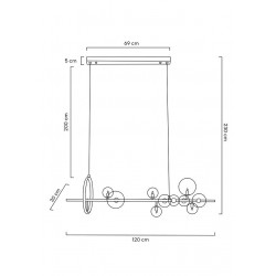 Pozioma Lampa wisząca czarna ALURE Line 120