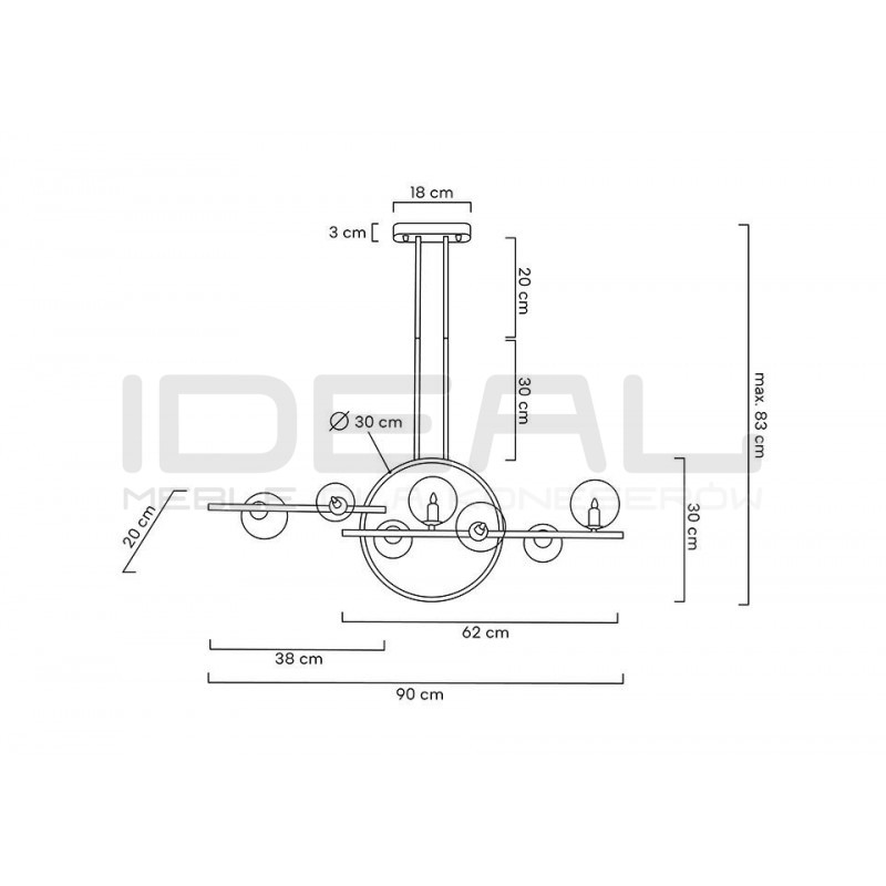 Lampa wisząca ALURE LINE TWIN 90 pozioma czarna