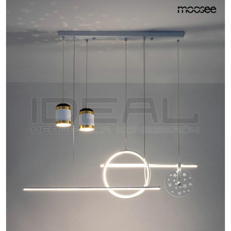 Lampa wisząca biała Stars z projektorem gwiazd