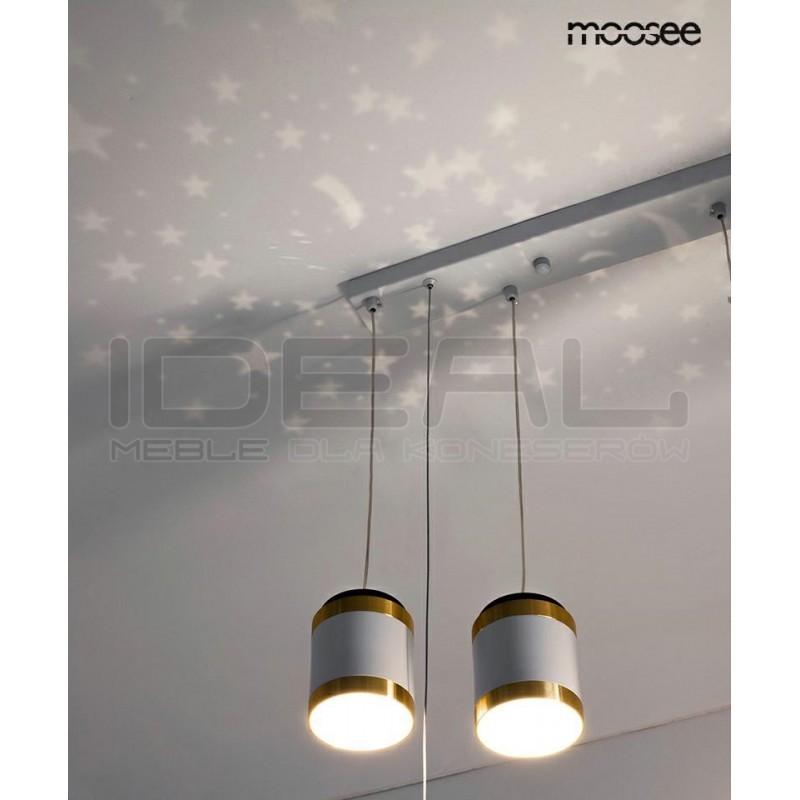 Lampa wisząca biała Stars z projektorem gwiazd