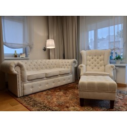 Sofa Chesterfield rozkładana Original Classic welur, plusz 3 os.
