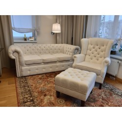 Sofa Chesterfield rozkładana Original Classic welur, plusz 3 os.