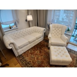 Sofa Chesterfield rozkładana Original Classic welur, plusz 3 os.