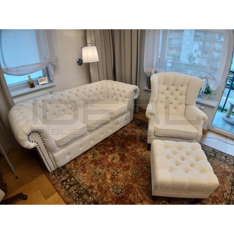 Sofa Chesterfield rozkładana Original Classic welur, plusz 3 os.