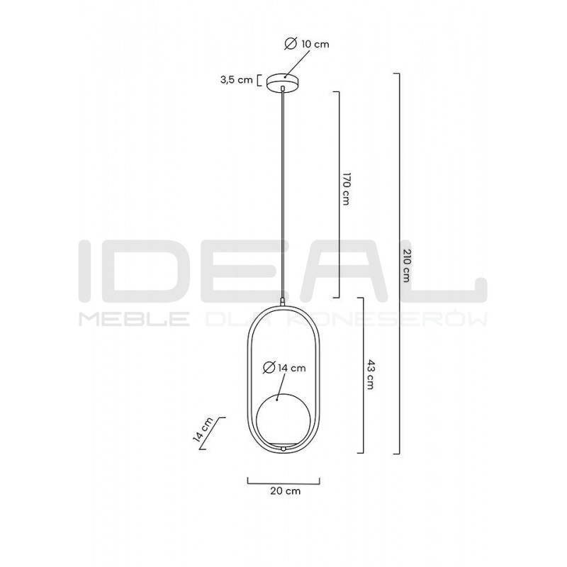 Lampa wisząca glamour Aurelia 40 złota