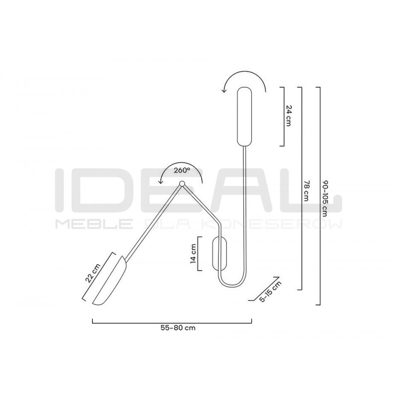 Kinkiet nowoczesny regulowany TENTA czarny