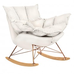 Fotel Bujany Swing velvet na miedzianej podstawie