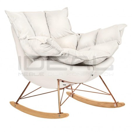 Fotel Bujany Swing velvet na miedzianej podstawie