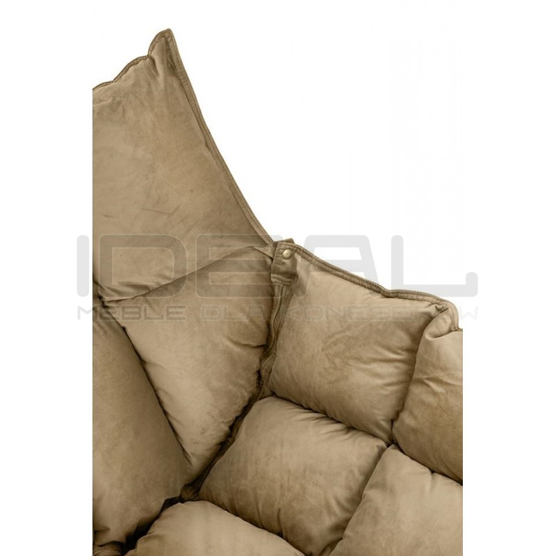 Fotel Bujany Swing velvet na miedzianej podstawie