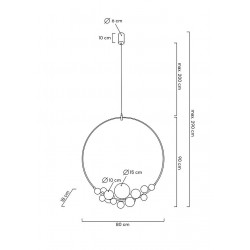 Lampa wisząca czarna ROCIO 14 białych kloszy na okręgu