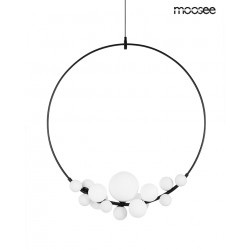 Lampa wisząca czarna ROCIO 14 białych kloszy na okręgu