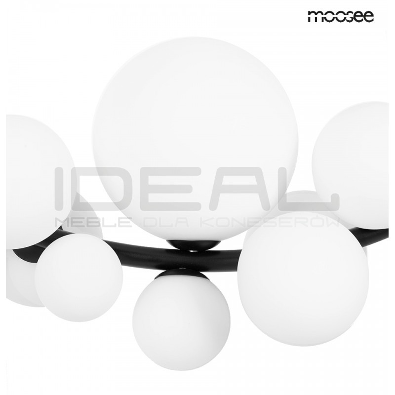 Lampa wisząca czarna ROCIO 14 białych kloszy na okręgu