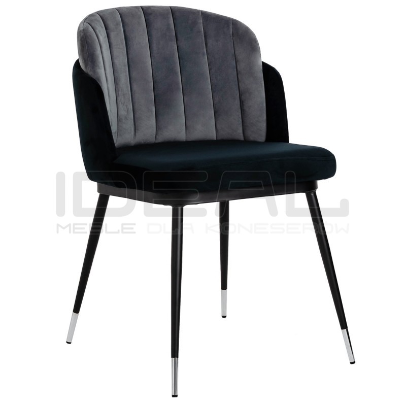 Krzesło glamour Marcel welurowe podstawa czarno srebrna