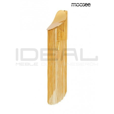 Kinkiet glamour Lambda złoty zwisające łańcuszki