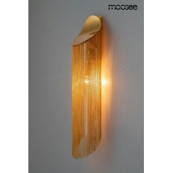 Kinkiet glamour Lambda złoty zwisające łańcuszki