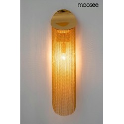 Kinkiet glamour Lambda złoty zwisające łańcuszki