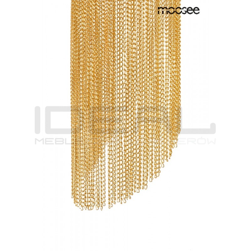 Kinkiet glamour Lambda złoty zwisające łańcuszki