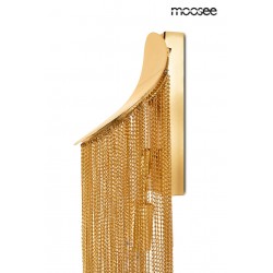 Kinkiet glamour Lambda złoty zwisające łańcuszki