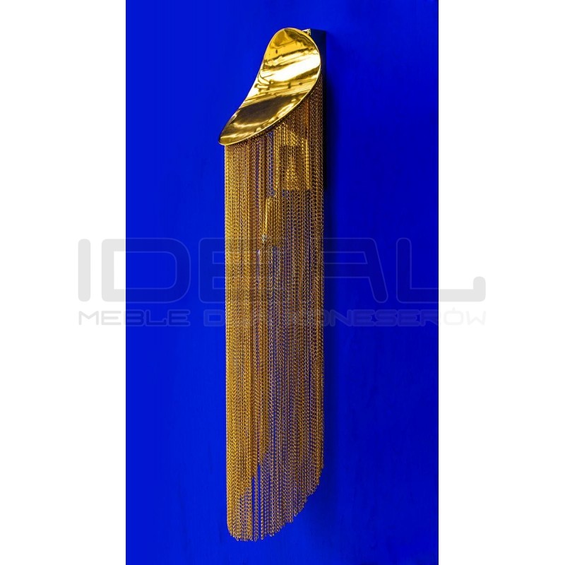 Kinkiet glamour Lambda złoty zwisające łańcuszki