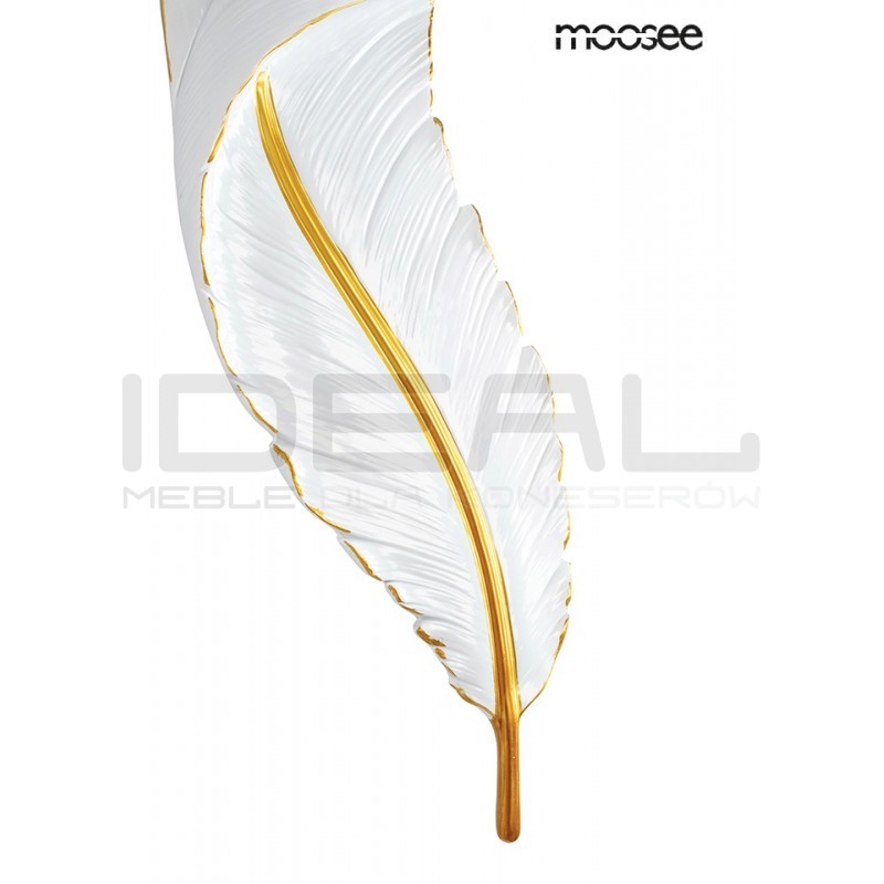 Kinkiet glamour Ikar 60 piórko biało złoty