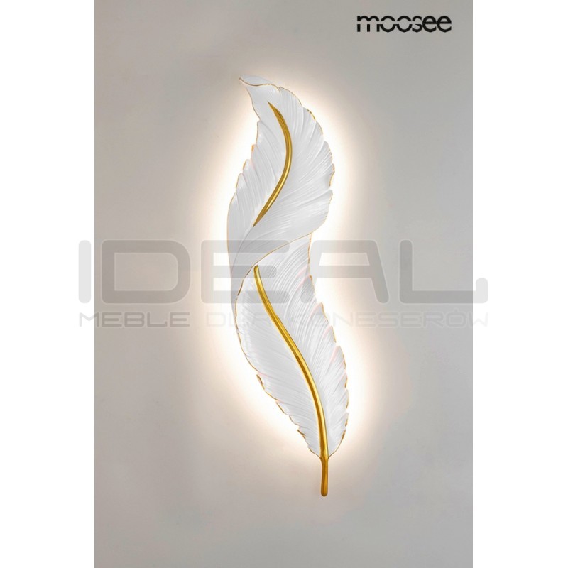 Kinkiet glamour Ikar 60 piórko biało złoty