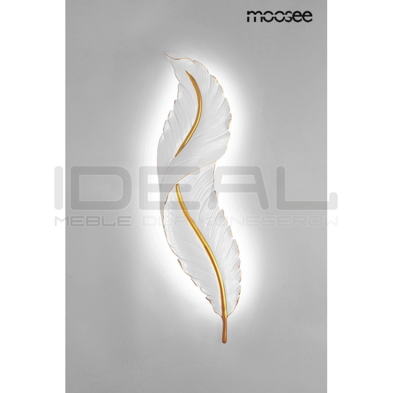 Kinkiet glamour Ikar 60 piórko biało złoty