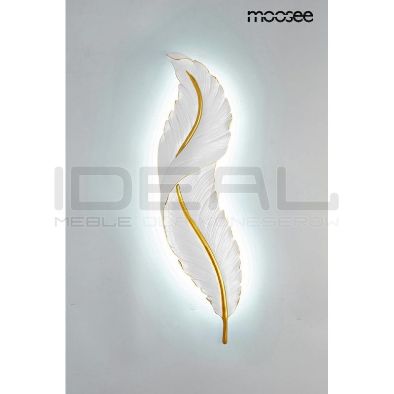 Kinkiet glamour Ikar 60 piórko biało złoty