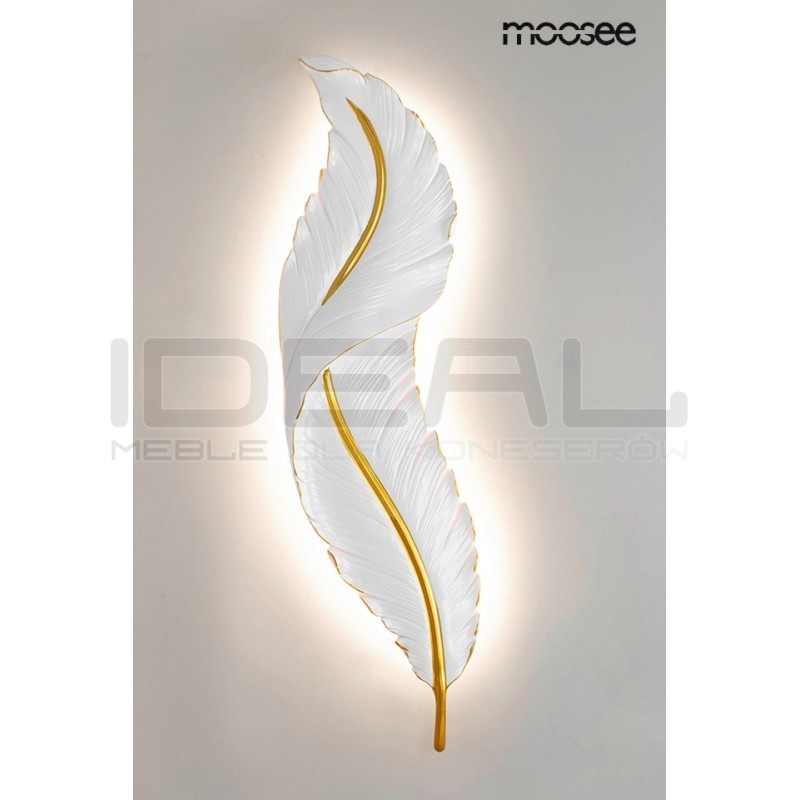 Kinkiet glamour Ikar 80 piórko biało złoty