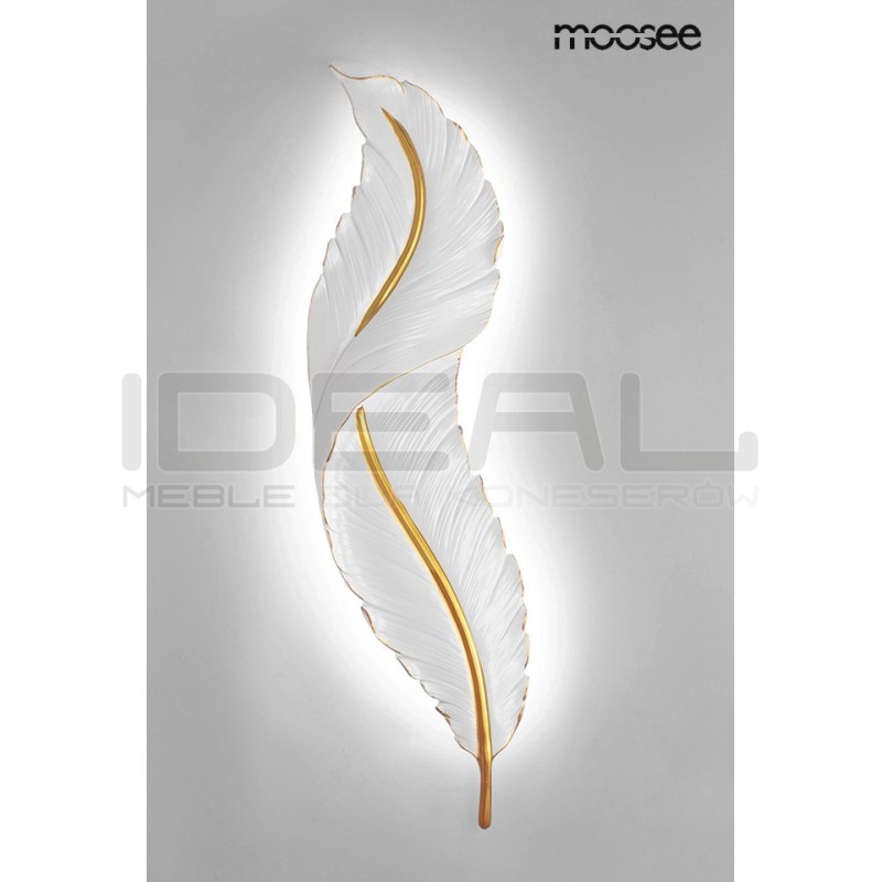 Kinkiet glamour Ikar 80 piórko biało złoty