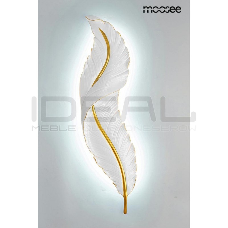 Kinkiet glamour Ikar 80 piórko biało złoty