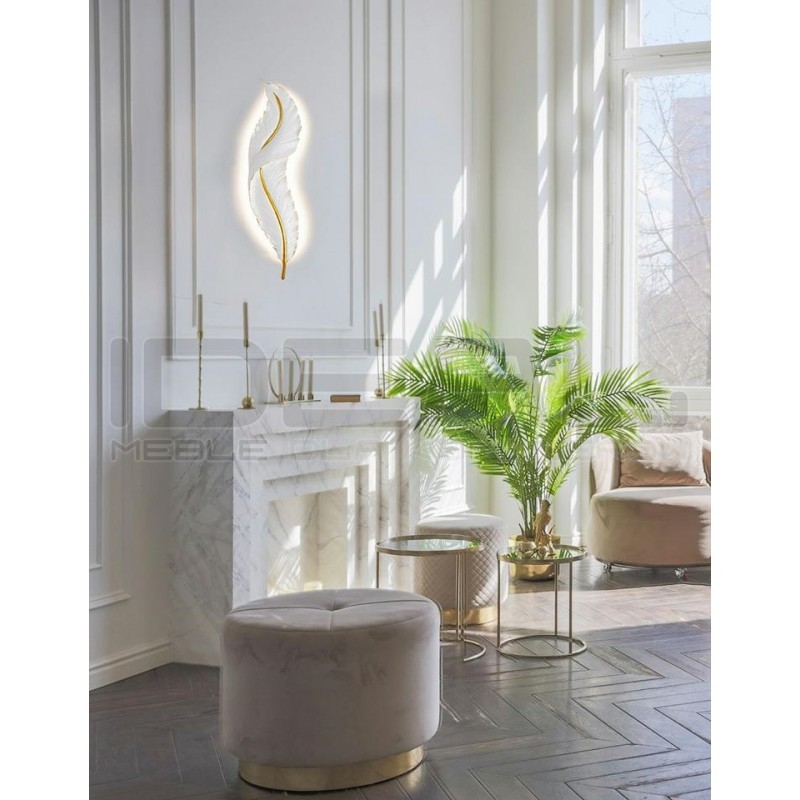 Kinkiet glamour Ikar 60 piórko biało złoty