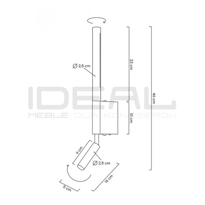 Kinkiet nowoczesny regulowany PERISCOPE czarny
