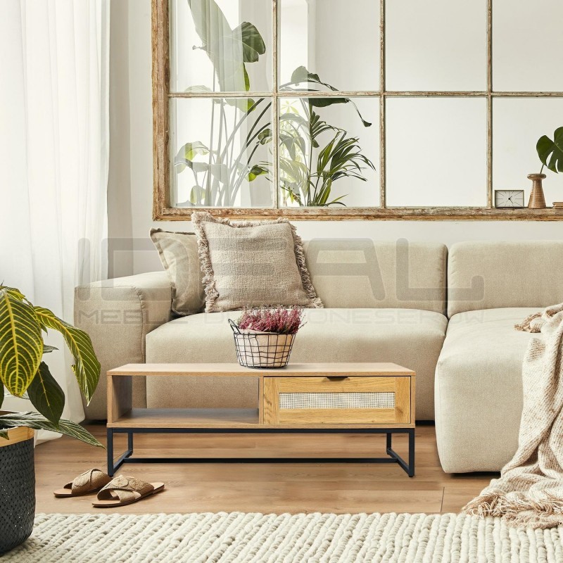 Stolik kawowy z szufladą Capri w stylu boho