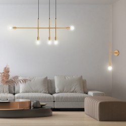 Lampa wisząca pozioma RIVA 5 złota nad wyspę