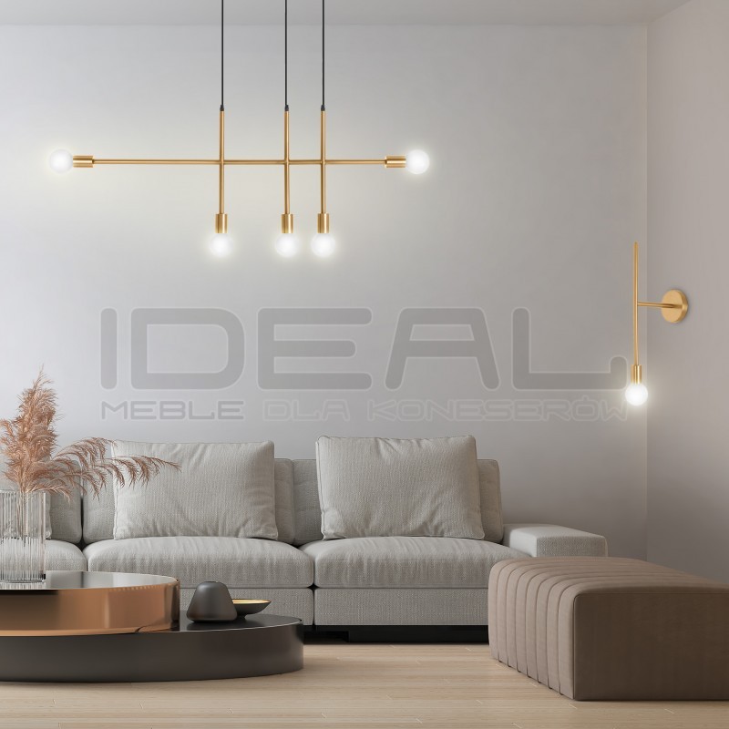 Lampa wisząca pozioma RIVA 5 złota nad wyspę