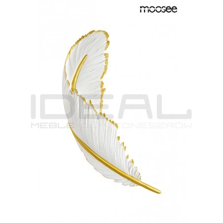 Kinkiet glamour Piórko biało złoty