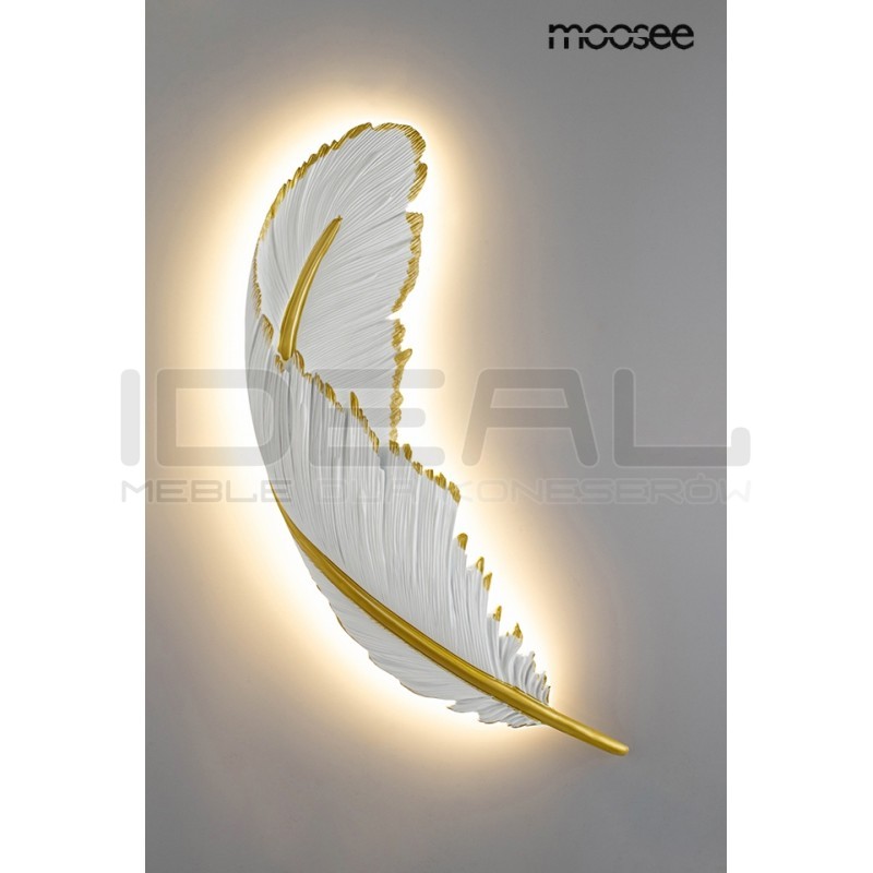 Kinkiet glamour Piórko biało złoty