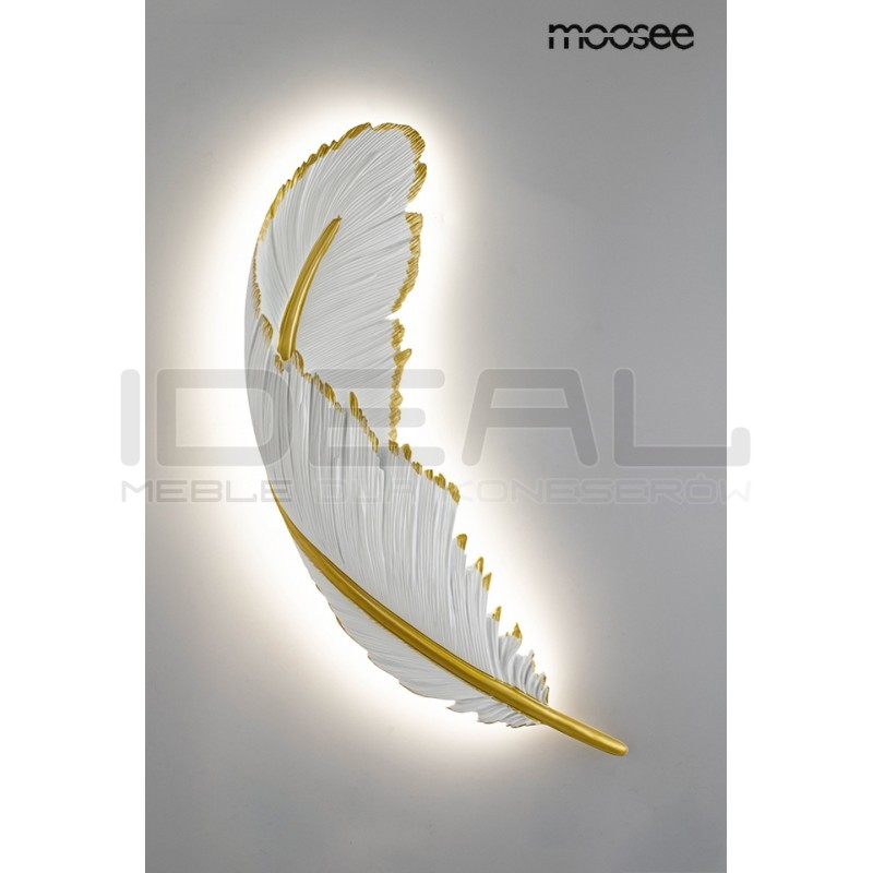 Kinkiet glamour Piórko biało złoty