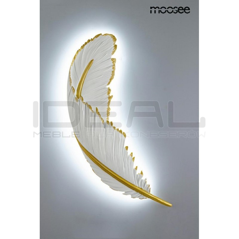 Kinkiet glamour Piórko biało złoty