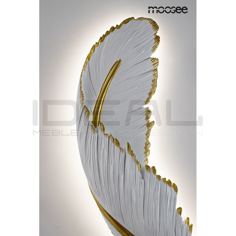 Kinkiet glamour Piórko biało złoty