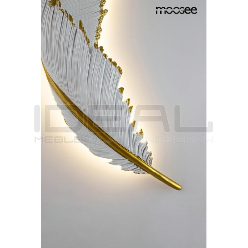 Kinkiet glamour Piórko biało złoty