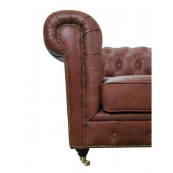 Sofa Chesterfield Swan na kółeczkach skóra 3 os.