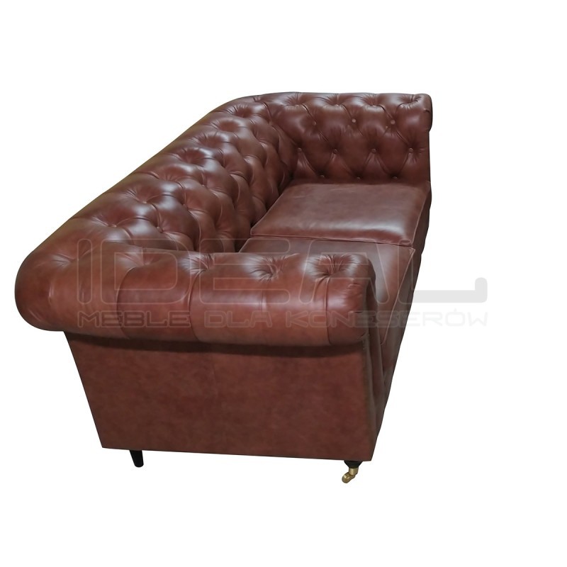 Sofa Chesterfield Swan na kółeczkach skóra 2 os.