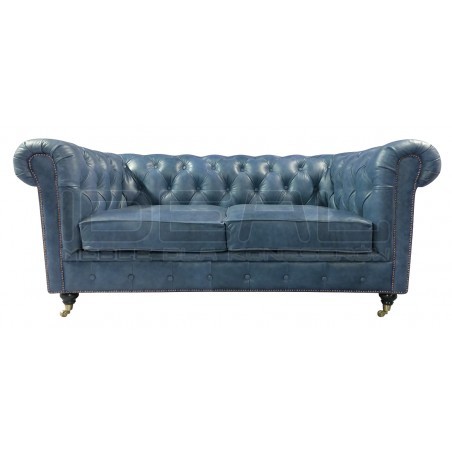 Sofa Chesterfield Swan na kółeczkach skóra 2 os.