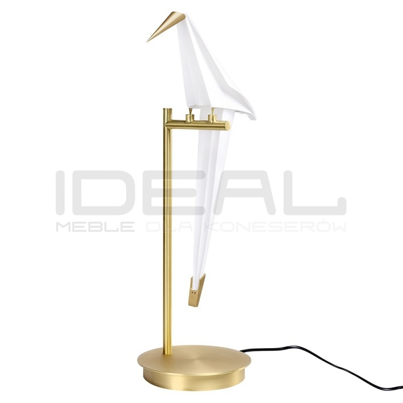 Lampa biurkowa glamour LORO Table ptak złota